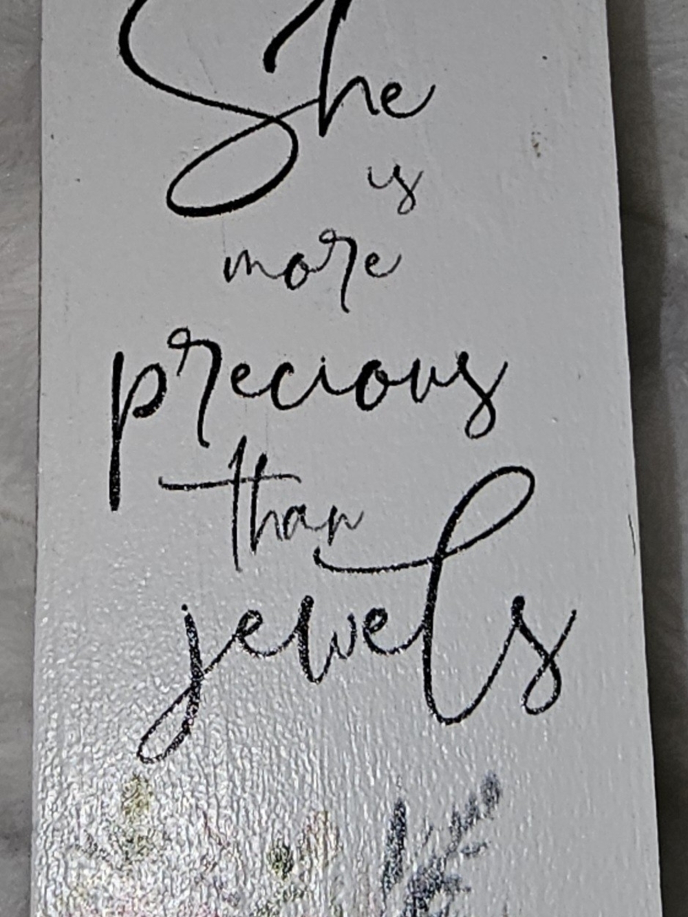 "She is More Precious Than Jewels" White Wooden What-Not